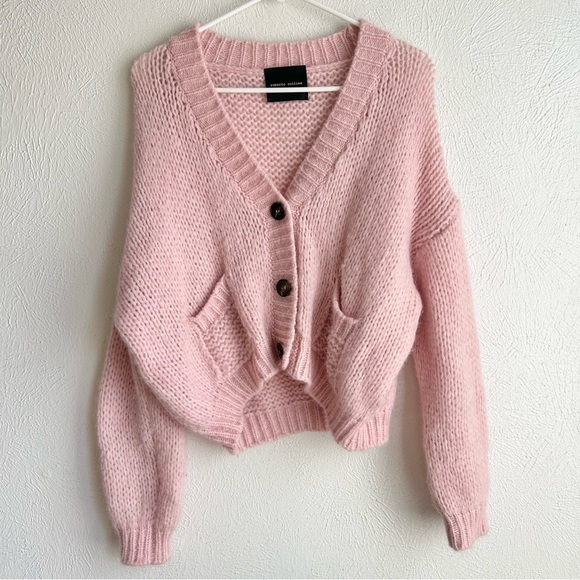 Farfetch Roberto Collina Pink Baby Alpaca Chunky Knit Cardigan Size XS - Picture 1 of 11